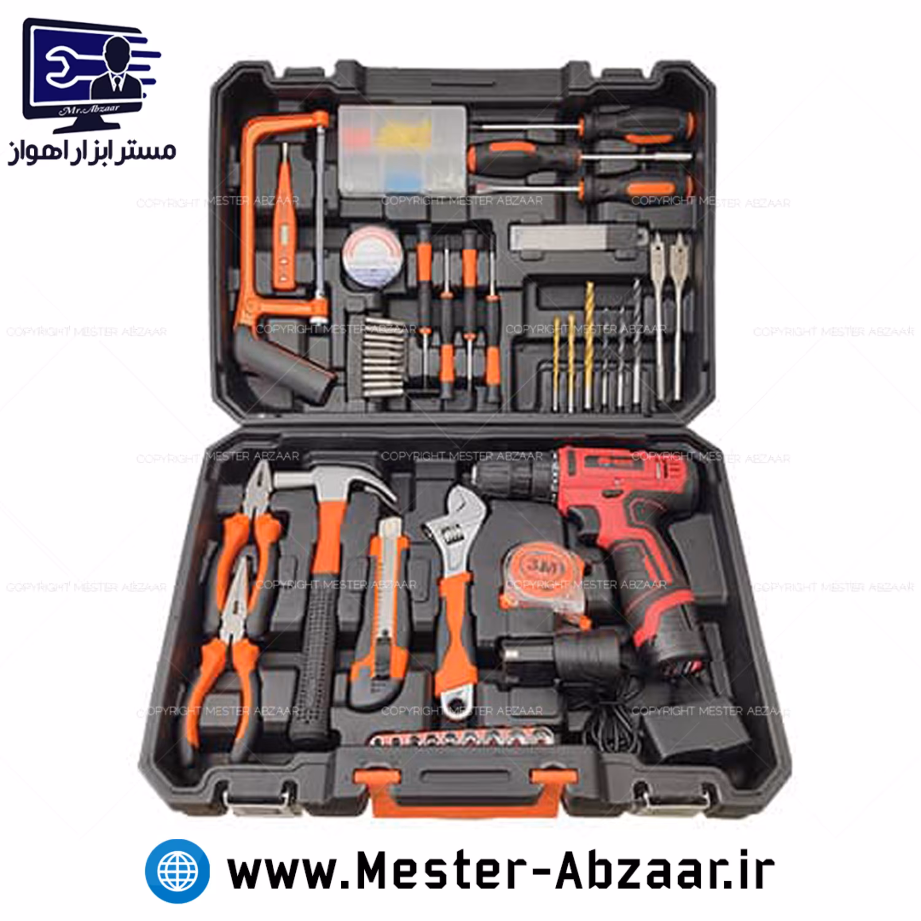 کیت کامل دریل پیچ گوشتی شارژی 12 ولت ادون با ابزار مدل EDON ED-40L-TZ