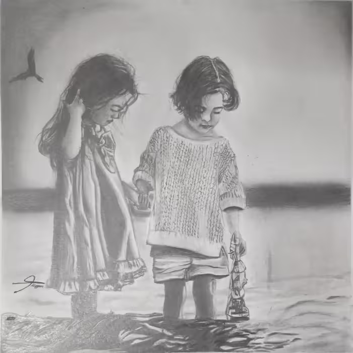 تابلو نقاشی کودک سیاهقلم (مداد)