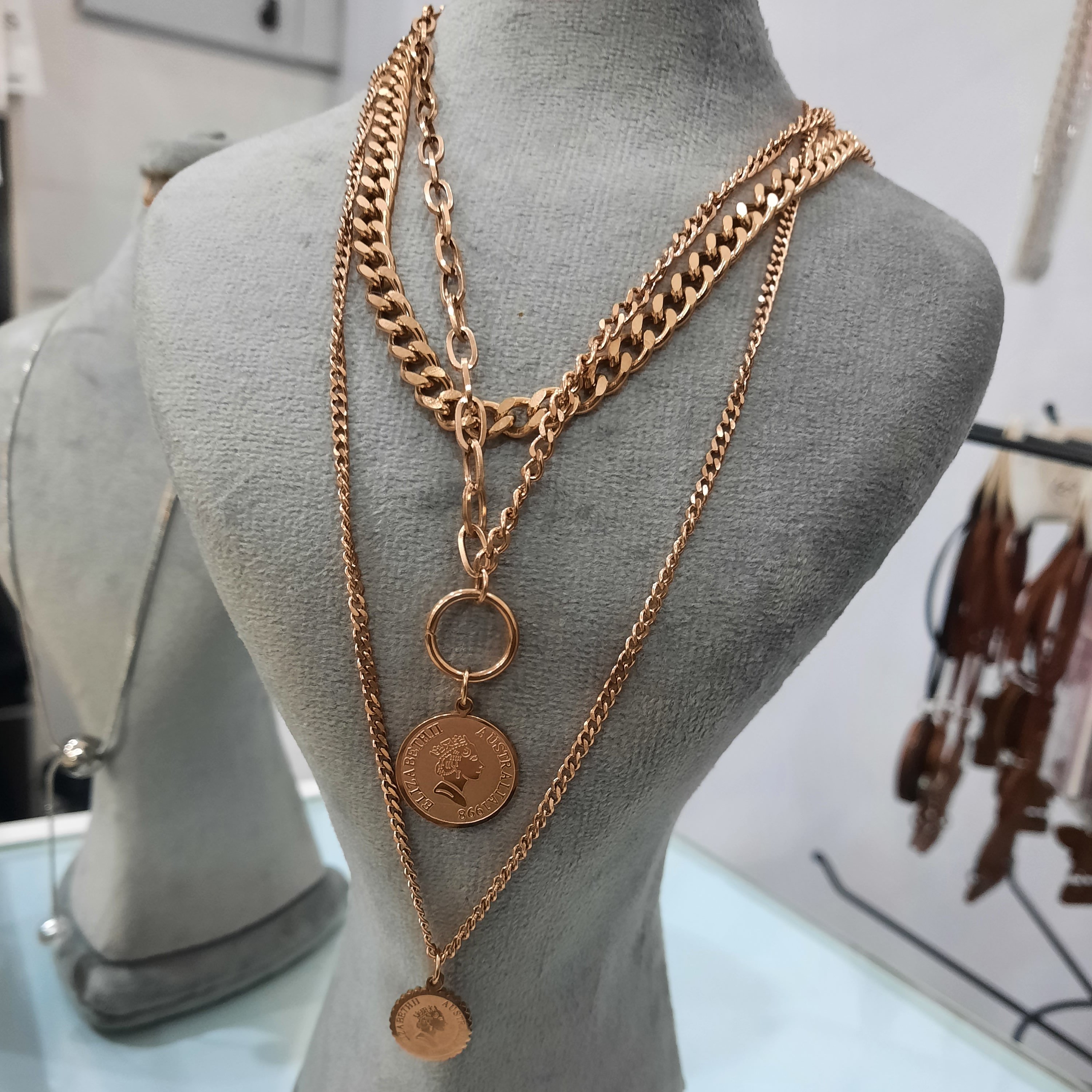 گردنبند و دستبند ست الیزابت سکه ای  ژوپینگ اصلی