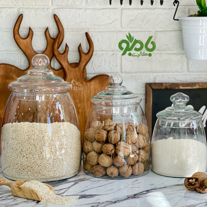 بانکه حبوبات شیشه ای هرمی