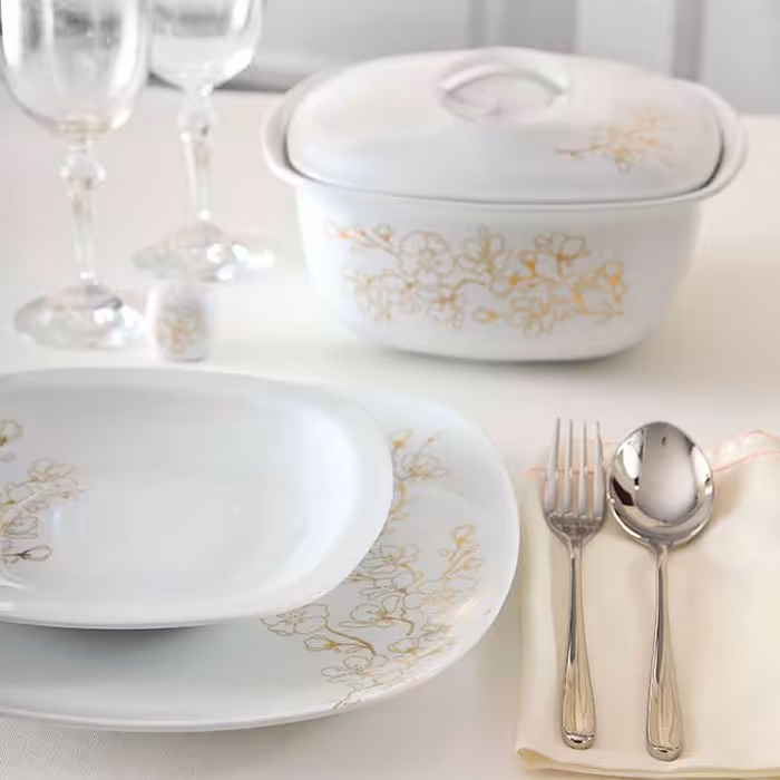 سرویس غذاخوری شکوفه گیلاس 12 نفره سری کواترو چینی زرین درجه عالی