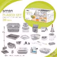 سرویس اشپزخانه لیمون پلاسکو 30پارچه طوسی