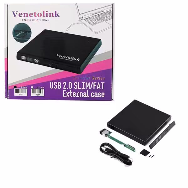 باکس باریک DVD رایتر اینترنال به اکسترنال ونتولینک USB2 9٫5mm