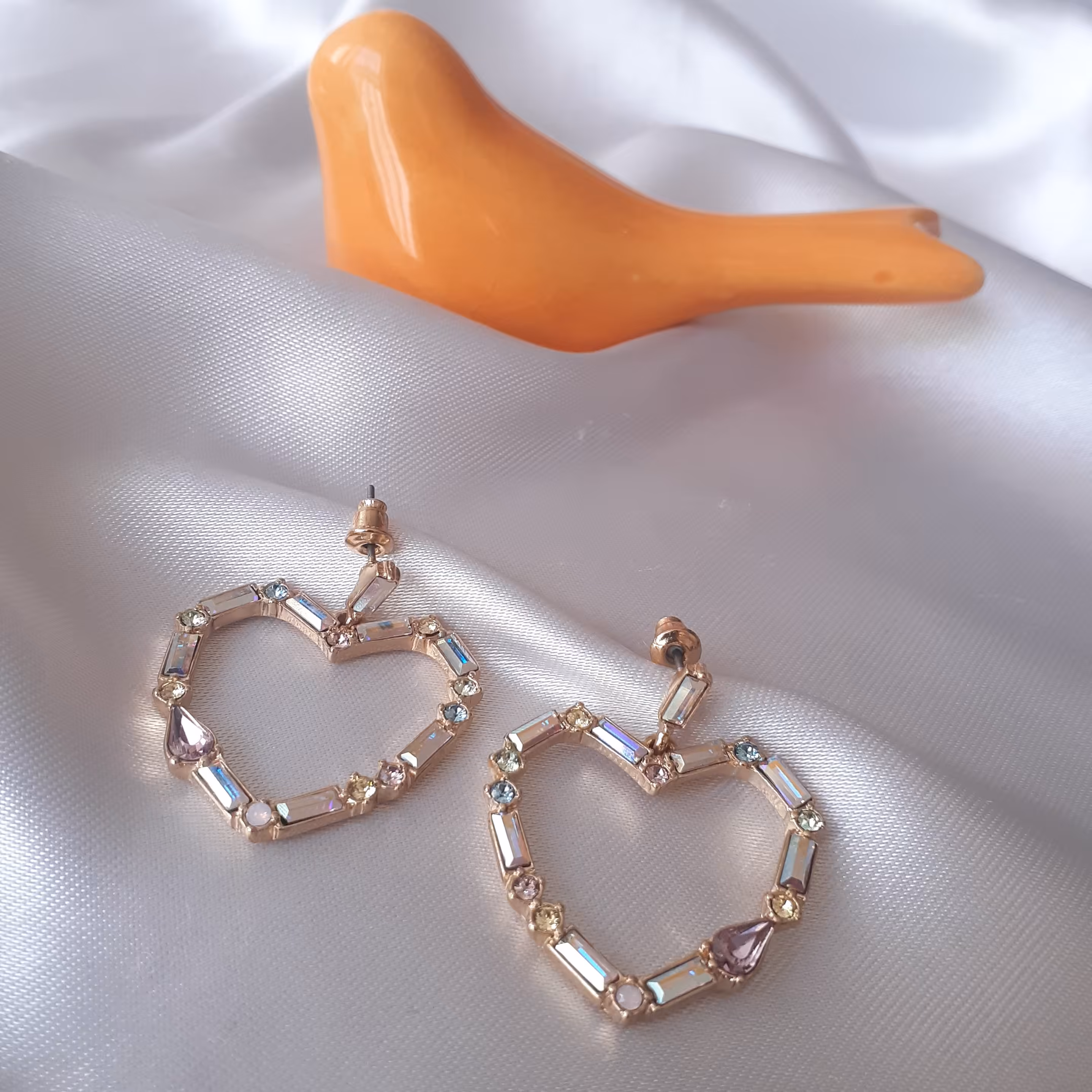 گوشواره قلبی زیبا نگین سواروسکی