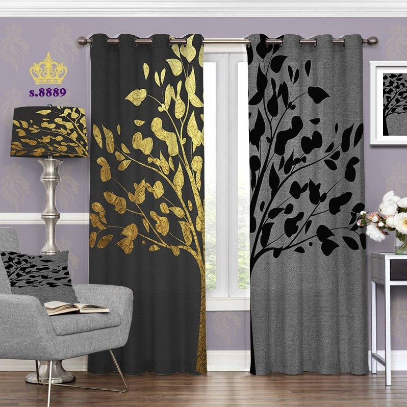 پرده پذیرایی دو قواره طرح درخت فانتزی کد S8889