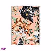 دفتر مشق 100 برگ بامبیلیپ طرح پترن گل و گربه و قارچ کد 5489557