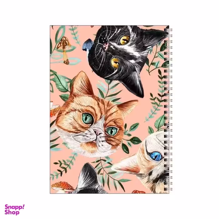 دفتر مشق 100 برگ بامبیلیپ طرح پترن گل و گربه و قارچ کد 5489557