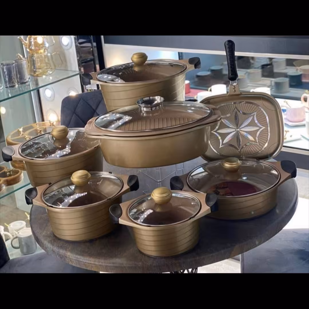 سرویس قابلمه 25 پارچه برند MGS رنگ بژ