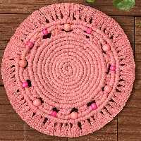 زیرلیوانی مکرومه قطر 30 سانت صورتی وف