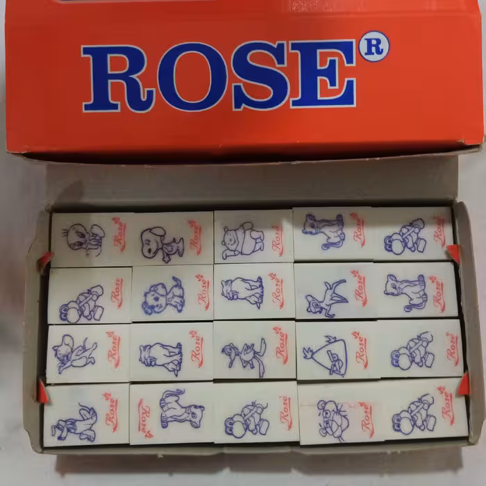 پاک کن سفید  کوچک رز با طرح حیوانات-پاککن