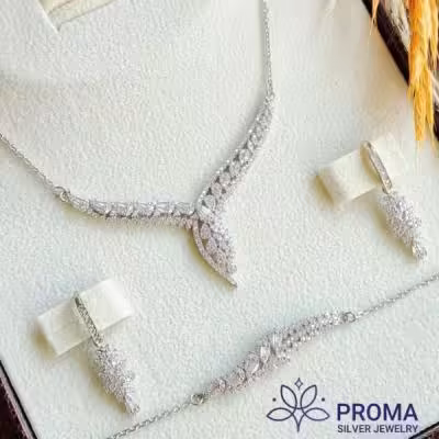 سرویس نقره لاکچری زنانه مدل PRM29