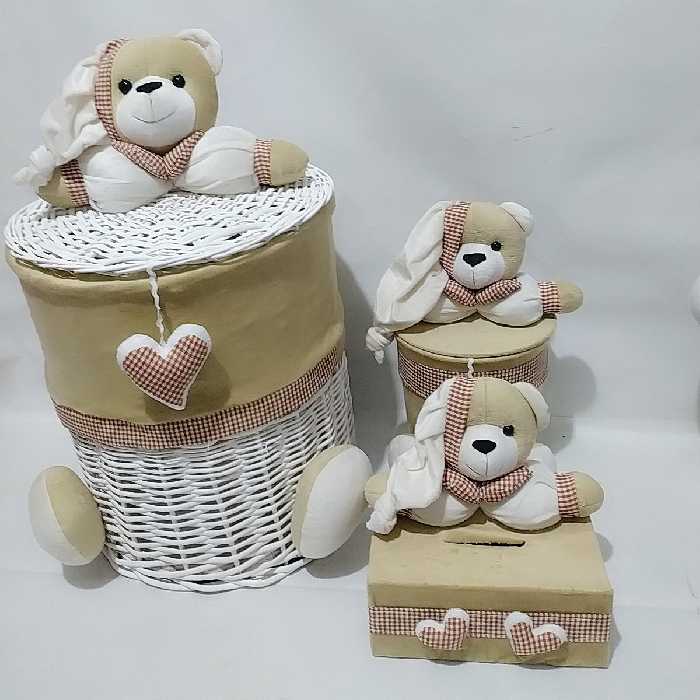 سطل و جادستمال و سبد لباس خرس نانان مخمل