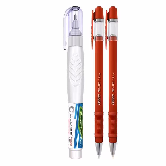 خرید لاک غلط گیر سی کلاس قلمی به همراه 2 عدد خودکار پنتر قرمز SP-101