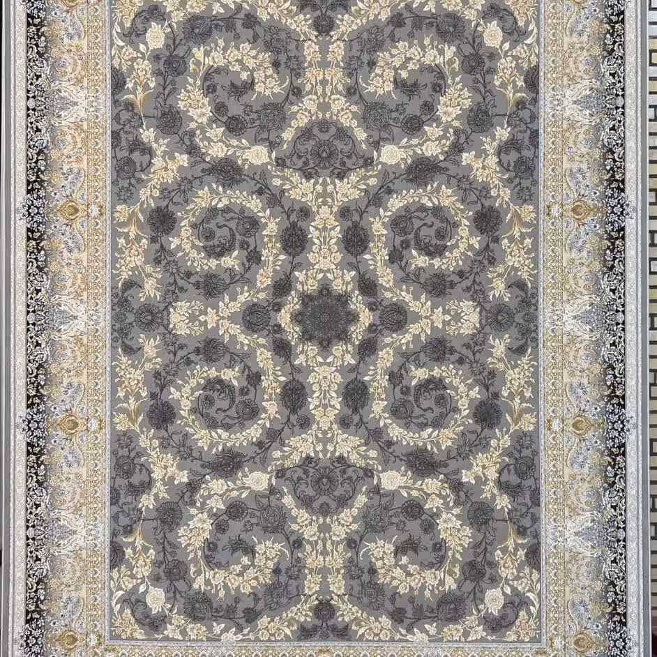 فرش وینتیج آرامیس شش متری 1200 شانه تراکم 3600 نخ آکریلیک مدل سروین نقره ای F-ser-n3612