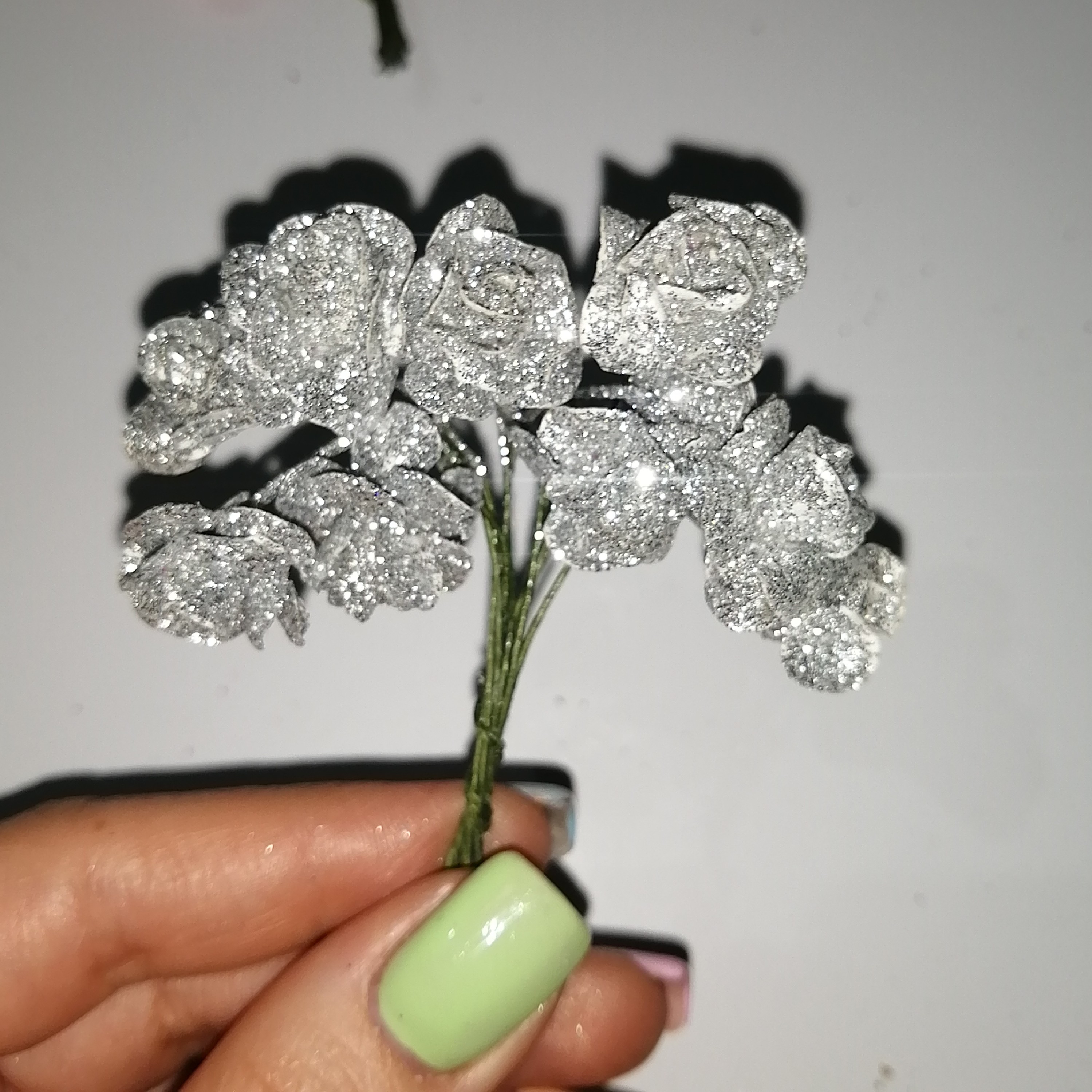 شاخه گل کوچک 10 عددی تزئینی نقره ای اکلیلی