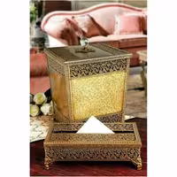 ست سطل و جا دستمالی درب دار آنتیک مدل گل ریز با ارسال رایگان در پلاسکو دهقان 