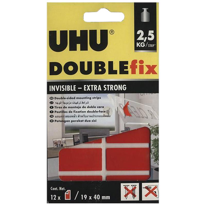 خرید چسب دو طرفه اوهو مدل UHU DOUBLE fix بسته 12 عددی