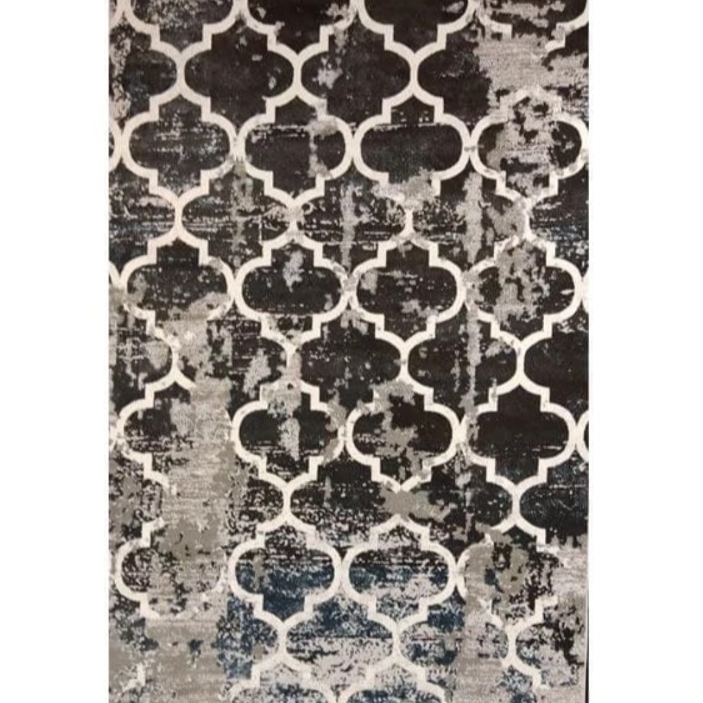 فرش ماشینی یک متری فرش ماشینی مستطیل زمینه دودی طرح ترک مدل F137 