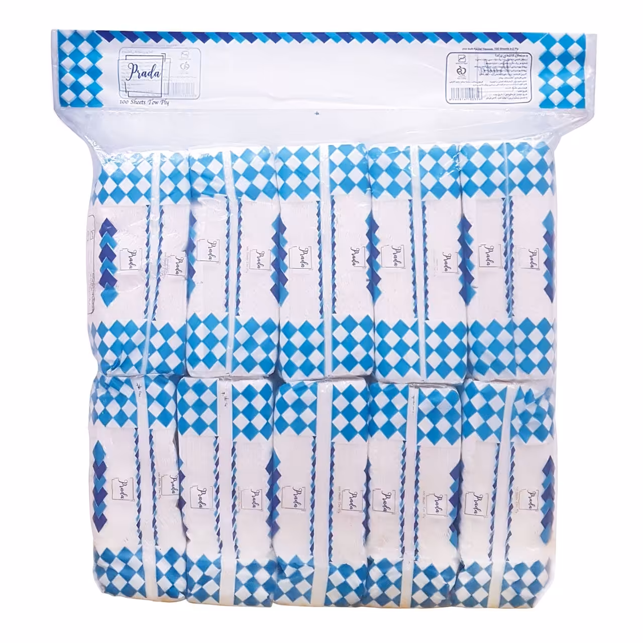 دستمال کاغذی 100 برگ پرادا مدل white بسته 10 عددی