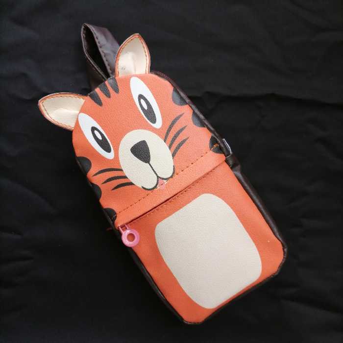 جامدادی دو زیپ چرمی و جادار طرح ببر