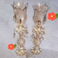 شمعدان برنزی طرح گل رز