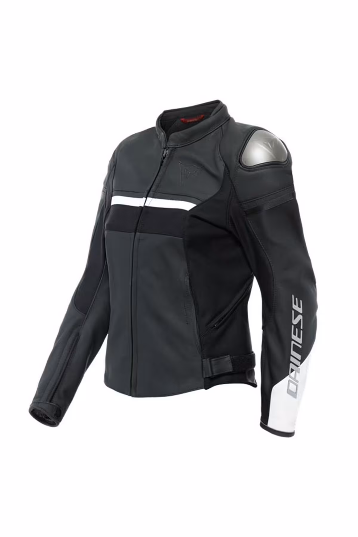 کاپشن موتورسوار زنانه موتور رپیدا چرم مونت مات سیاه سفید داینس Dainese