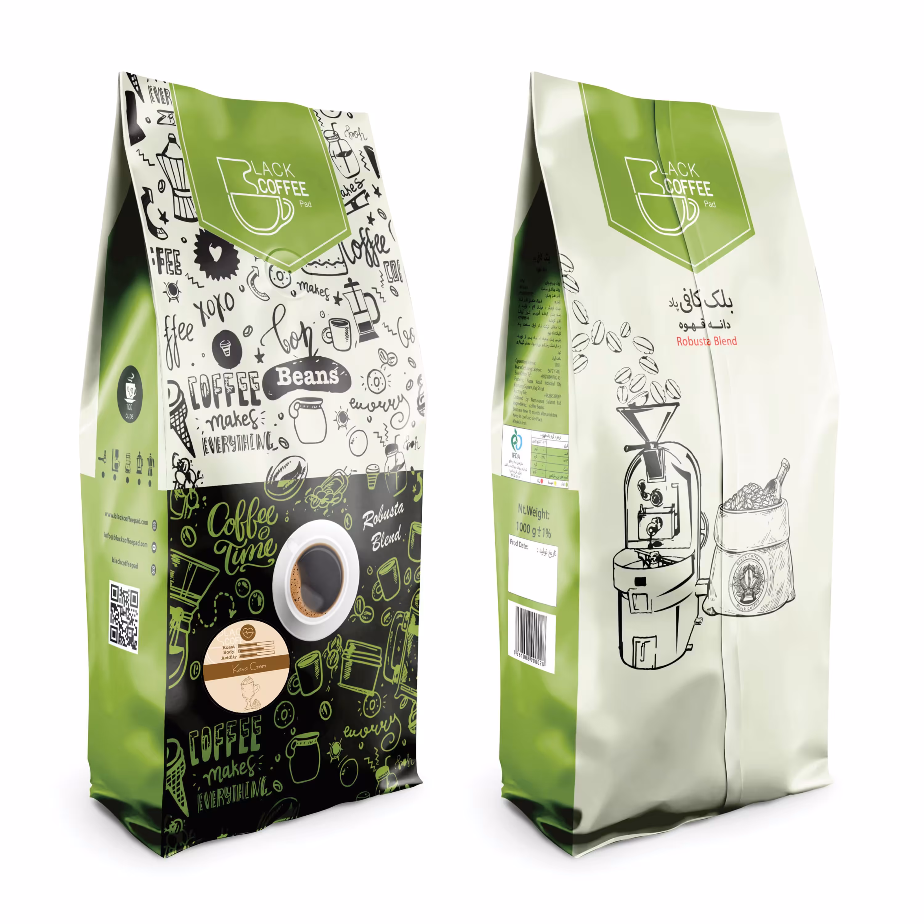 دانه قهوه کاواکرم  1 کیلو گرم   بلک کافی