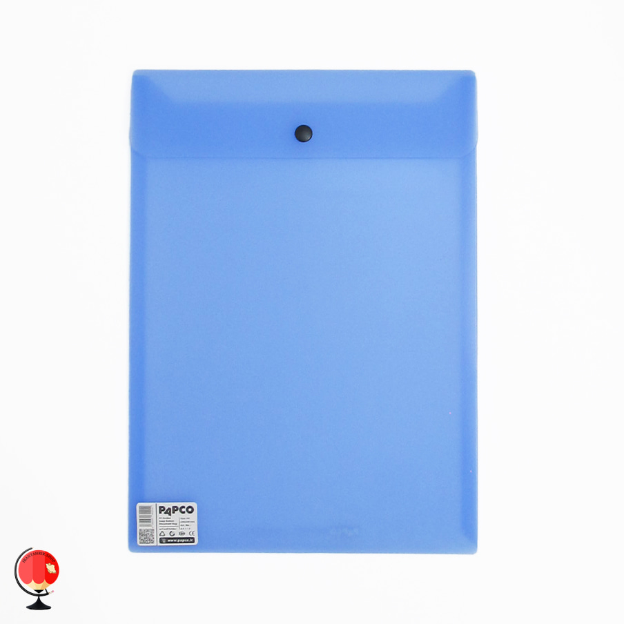 پوشه دکمه دار A4 رنگ آبی پاپکو مدل ارکید