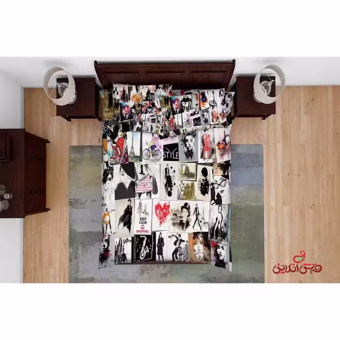 روتختی سه بعدی کلاژ مشکی صورتی کد 2508