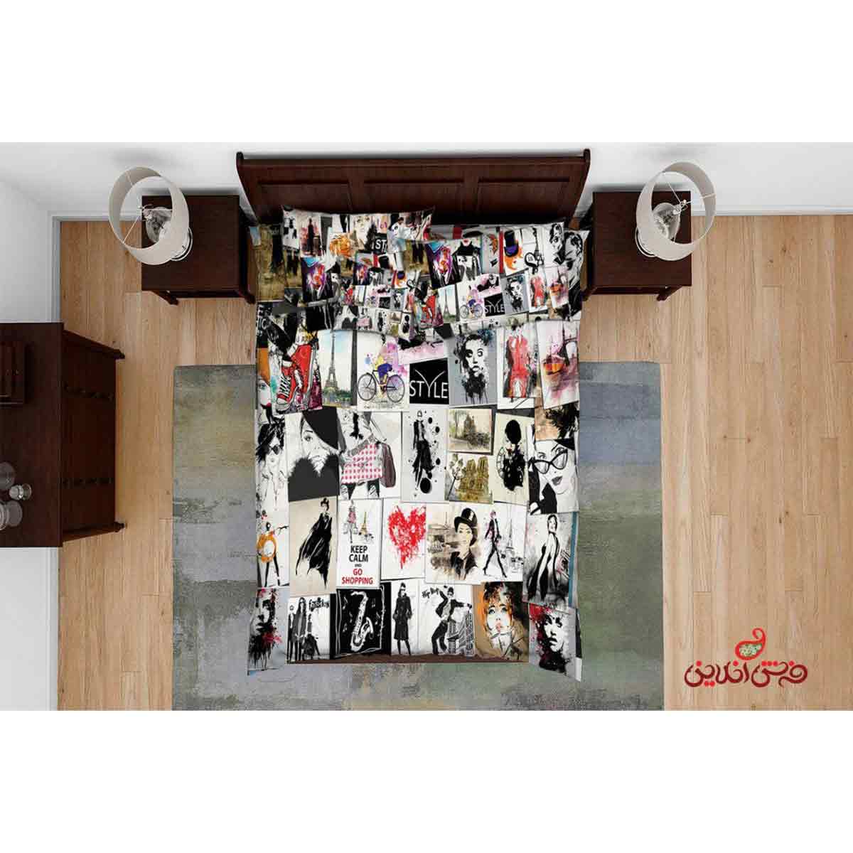 روتختی سه بعدی کلاژ مشکی صورتی کد 2508