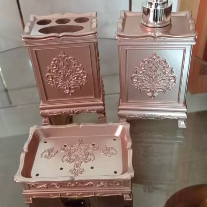 ست سرویس بهداشتی 3تکه آنتیک(رنگ صورتی)