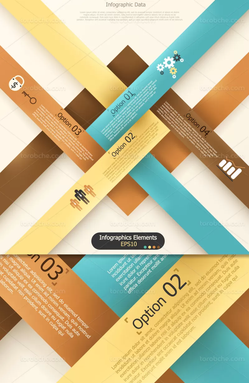 وکتور اینفوگرافیک 4 بخشی رنگی | گرافیک با طعم تربچه