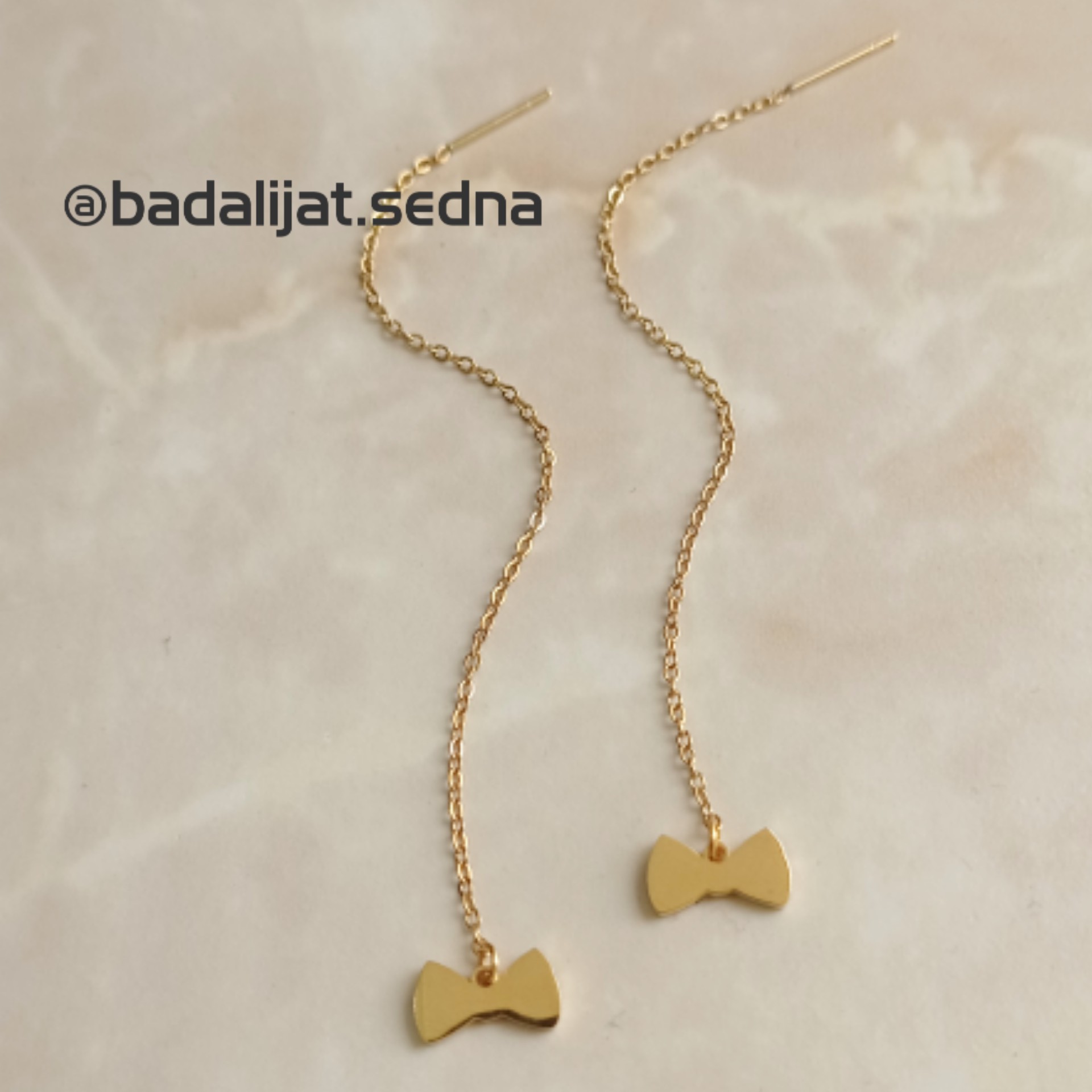 اکسسوری و بدلیجات گوشواره بخیه استیل رنگ ثابت طلایی طرح پاپیون