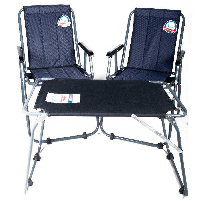 میز و صندلی ساحلی دسته فلزی آراد مجموعه 3 عددی