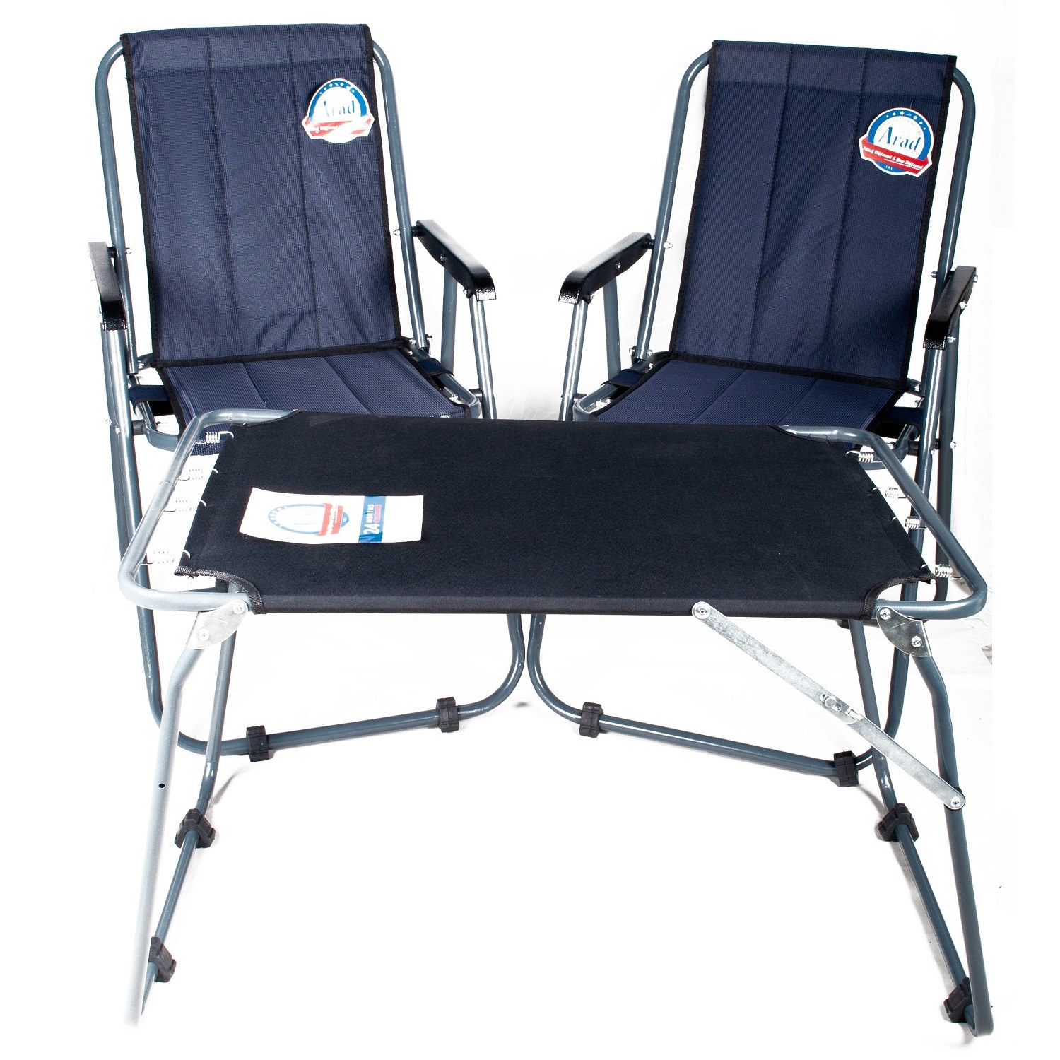 میز و صندلی ساحلی دسته فلزی آراد مجموعه 3 عددی