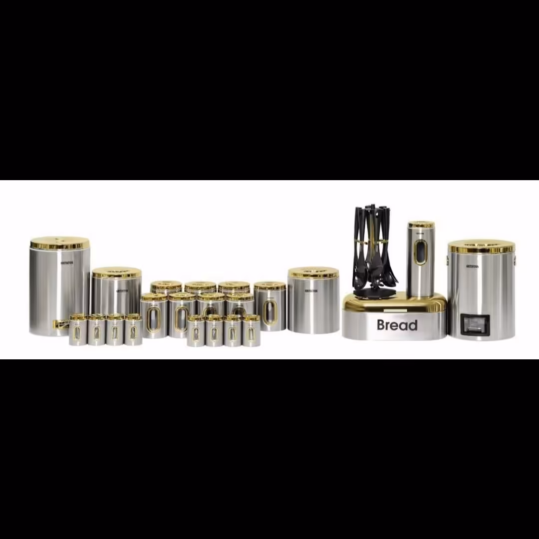 سرویس آشپزخانه 29 پارچه استیل درب طلایی 