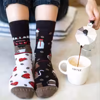 جوراب نیم ساق مدل قهوه لنگه به لنگه 