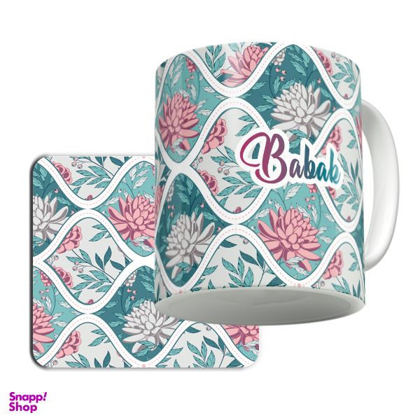 ماگ لاژید مدل اسم بابک کد Batik به همراه زیر لیوانی