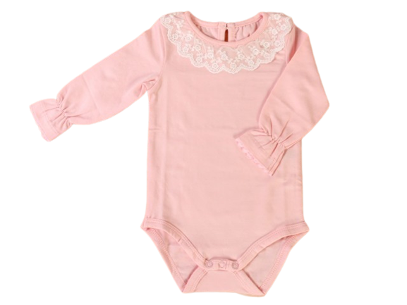 بادی زیرسارافونی دخترانه رنگ صورتی یقه گیپوری