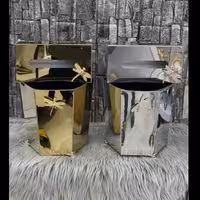 سطل و دستمال استیل6ضلعی