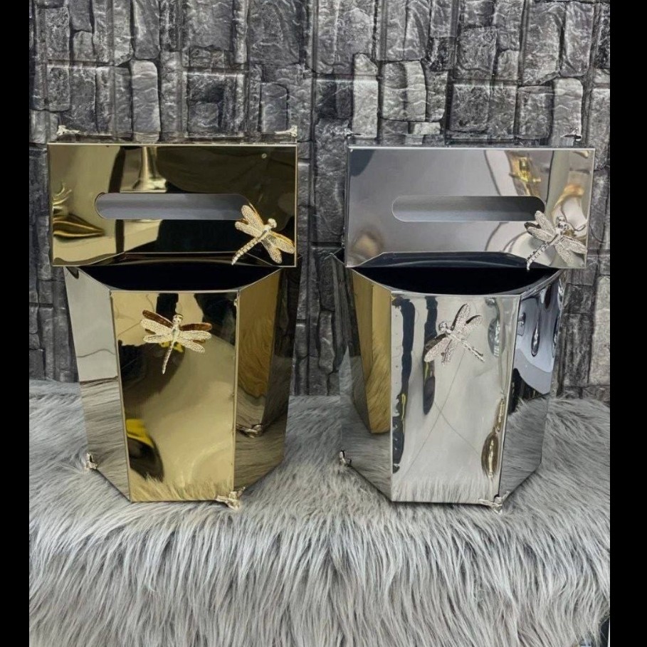 سطل و دستمال استیل6ضلعی