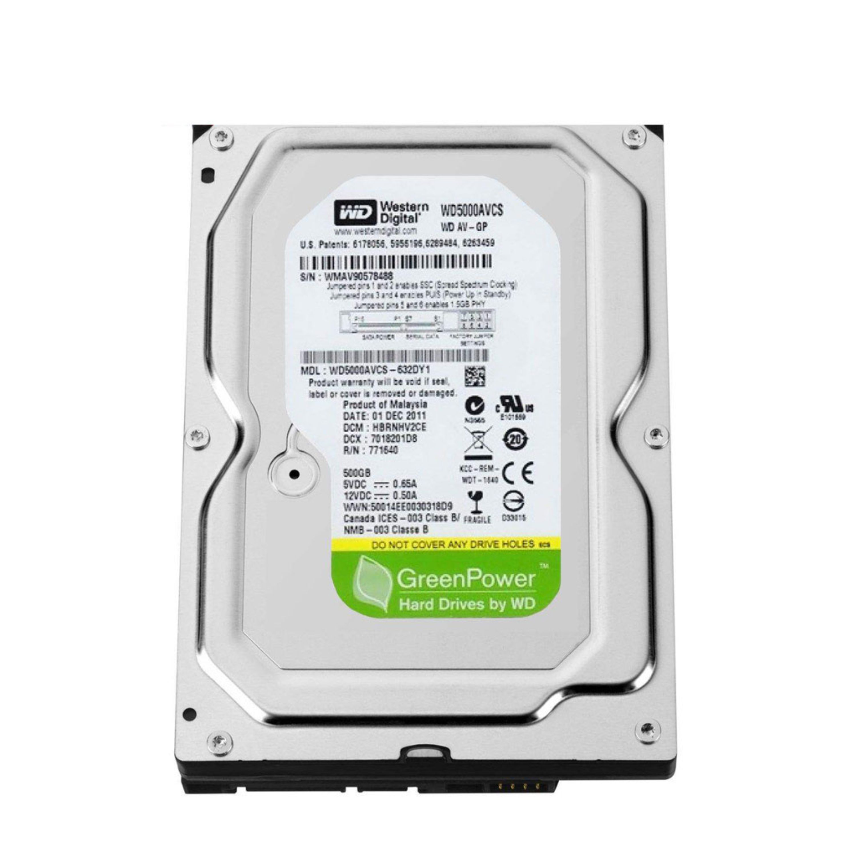 هارددیسک اینترنال وسترن دیجیتال مدل AV-GP WD5000AVCS ظرفیت 500 گیگابایت