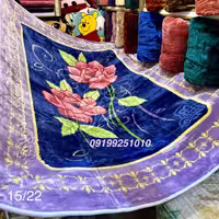 پتو نرمینه یکنفره  مدل نرمین گلدار گل  برجسته  ساکدار ضخیم تراکم بالا لطیف