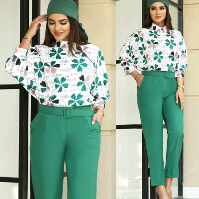 ست شومیز شلوار کمربند گلچهر 58488