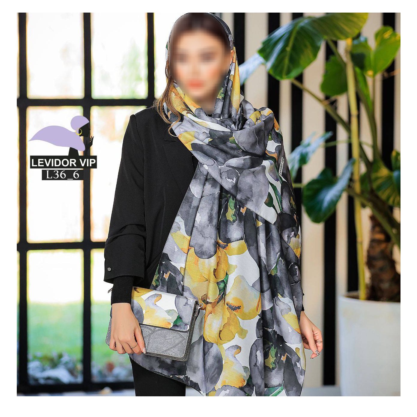 ست کیف و شال زرد و طوسی _ ست شال و کیف طوسی زرد _ شال نخی _ کیف پاسپورتی 