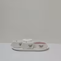 ست 2 نفره چایخوری( قهوه خوری ) سرامیکی لعابی با طرح گلسرخی 