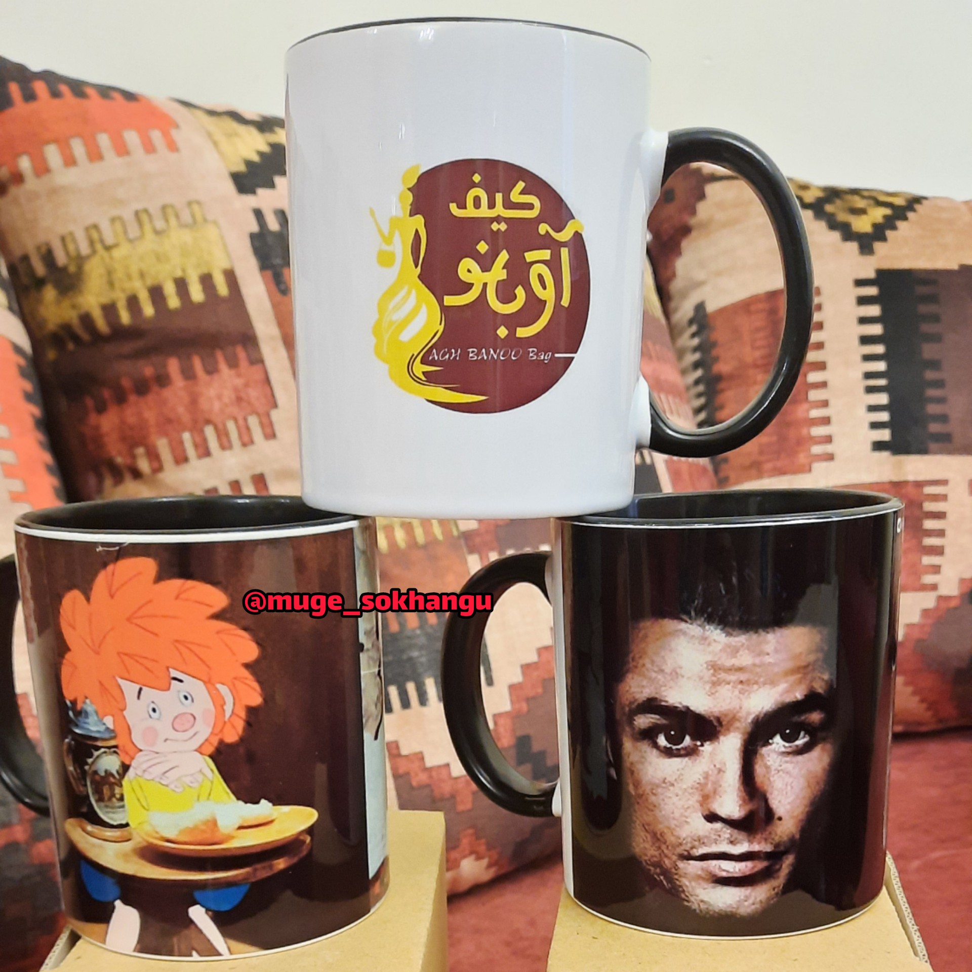 ماگ دسته داخل مشکی ( با چاپ عکس دلخواه شما)