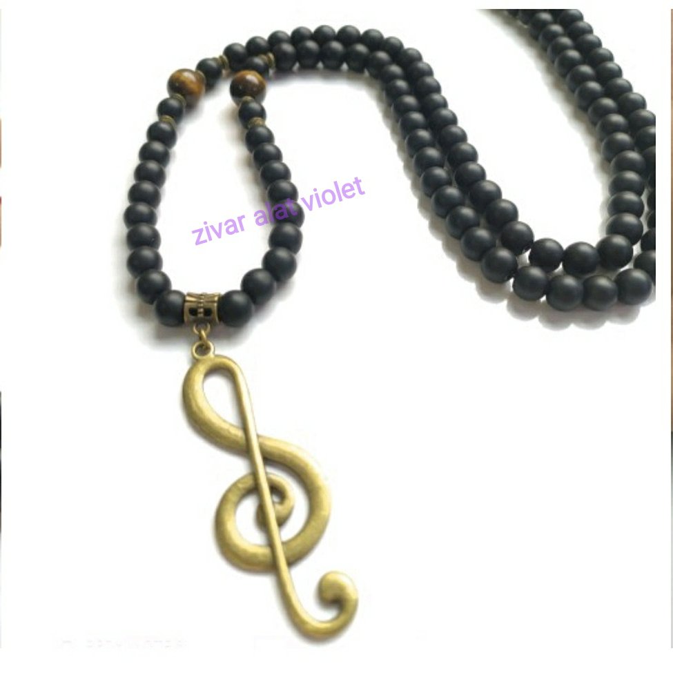 گردنبند اونیکس مدل دار و پلاک کلید سل