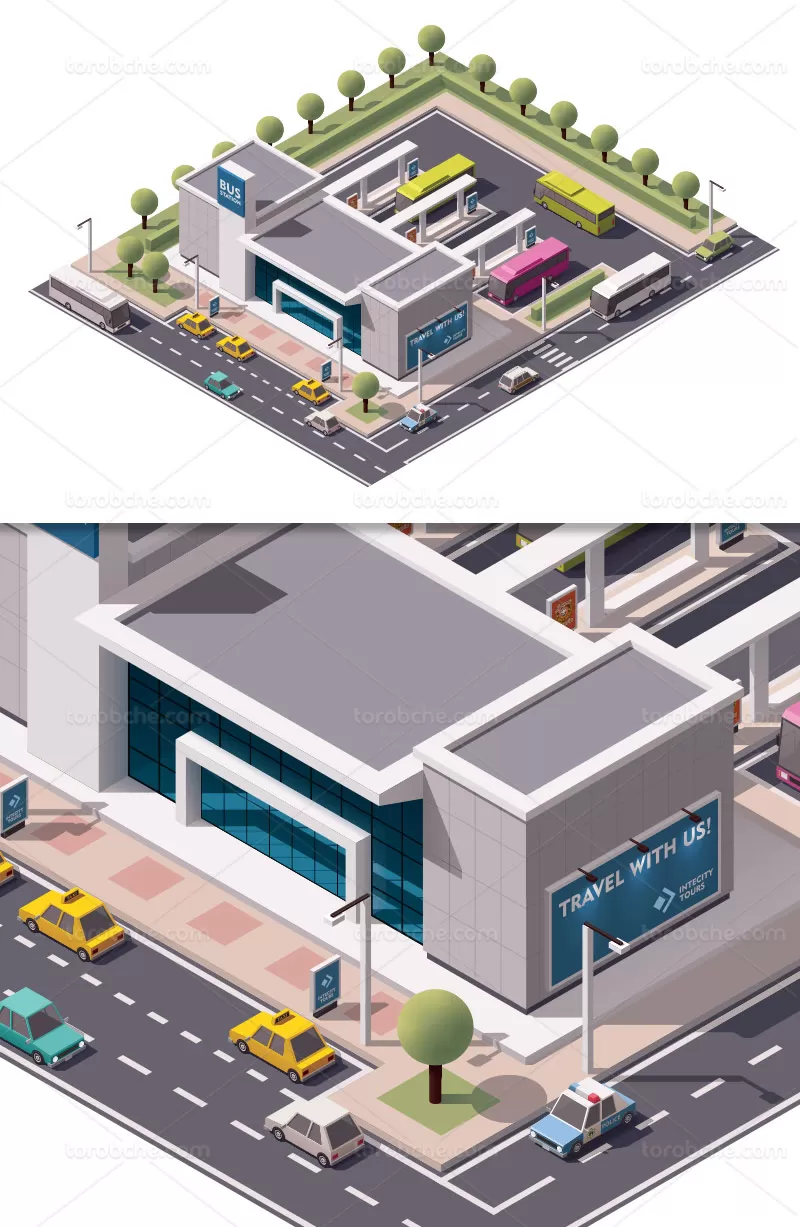 وکتور ترمینال اتوبوس | گرافیک با طعم تربچه