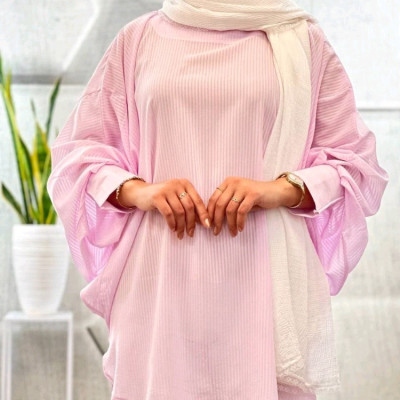 پانچو زنانه حریر میله ای مدل پانچ ساتین